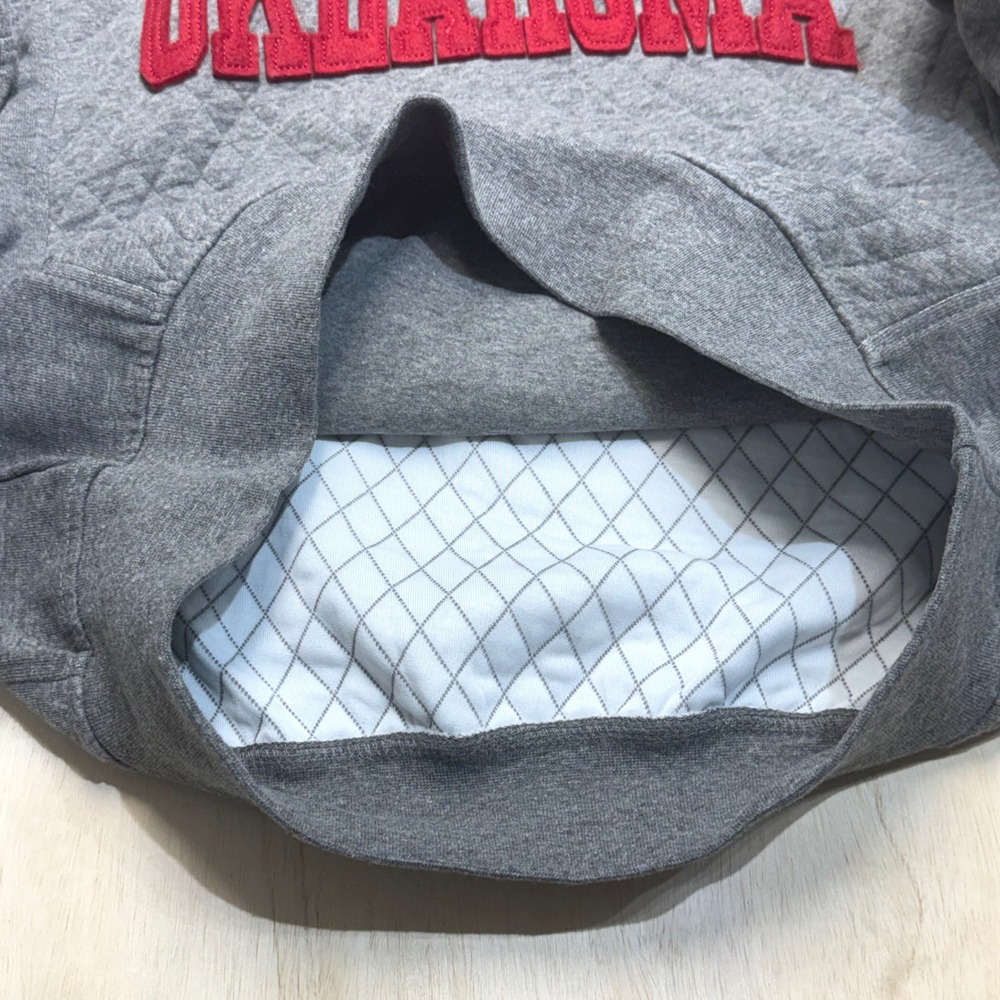 Oklahoma‎ Sooners Pressbox Women's S Moose Quilted Pullover Sweatshirt Grey NEW - Picture 9 of 11